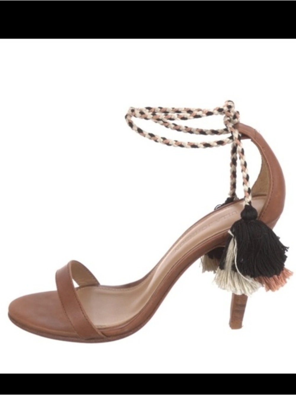 Ulla Johnson Brown Leather Tassel Ankle-Tie Heels